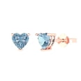 thumbnail image 2 of 1.0 Ct Heart Cut Studs Natural Sky Blue Topaz 18K Rose Solid Solid Gold Everyday Dainty Earrings Push Back, 2 of 7