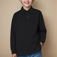 thumbnail image 2 of Boys Black Button Down Shirt Boys Sweaters Size 10-12 Boys Baby and Toddler Uniform Long Sleeve Polo Shirt Girls Collared Golf Shirts Black 10-11 Years, 2 of 5