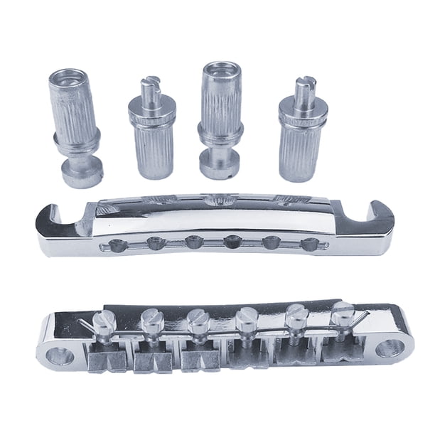 Worallymy Guitar Tune-O-Matic Bridge & Tailpiece Set Reemplazo de piezas de guitarra para guitarra Les Paul tamaño 10 plateado Worallymy JD735810689