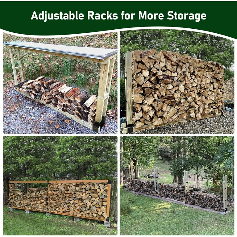 TRAMULL Indoor Outdoor Adjustable Firewood Storage Rack Bracket Kit Fireplace Log Wood Holder 6 Bracket Set Walmart