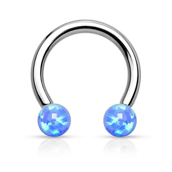 Circular Barbell Ring Internally Threaded Horseshoe Synthetic Opal Balls 14G 16G