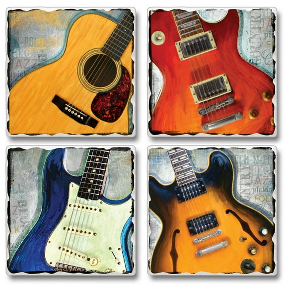 Thirstystone "Guitar Legends" 4-Pack Tumbled Tile Coasters
