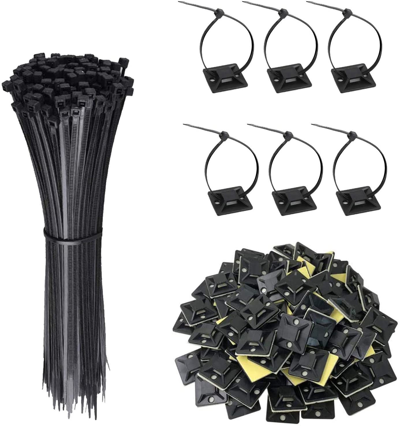WEIS 100 PCS Cable Tie MountsWEIS Black Zip Tie Self Adhesive Mounting