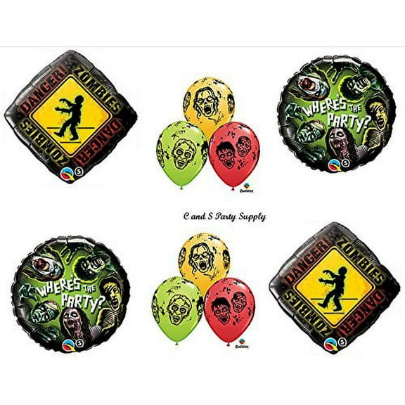 1 X Where's The Party Zombies The Walking Dead Zone Birthday Party Balloons Decorations Supplies NEW!