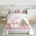 thumbnail image 3 of Feelyou Cute Pink Snowman Bedding Comforter Set for Kids, Dreamy Pine Tree Twin Comforter Sets, Cartoon Christmas Tree Reversible Bedding Set, Ultra Soft Bedroom Decor, 2-Piece, 3 of 9