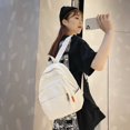 thumbnail image 3 of Fashion Women Solid Color Backpack Students Canvas School Knapsacks (Green), 3 of 6
