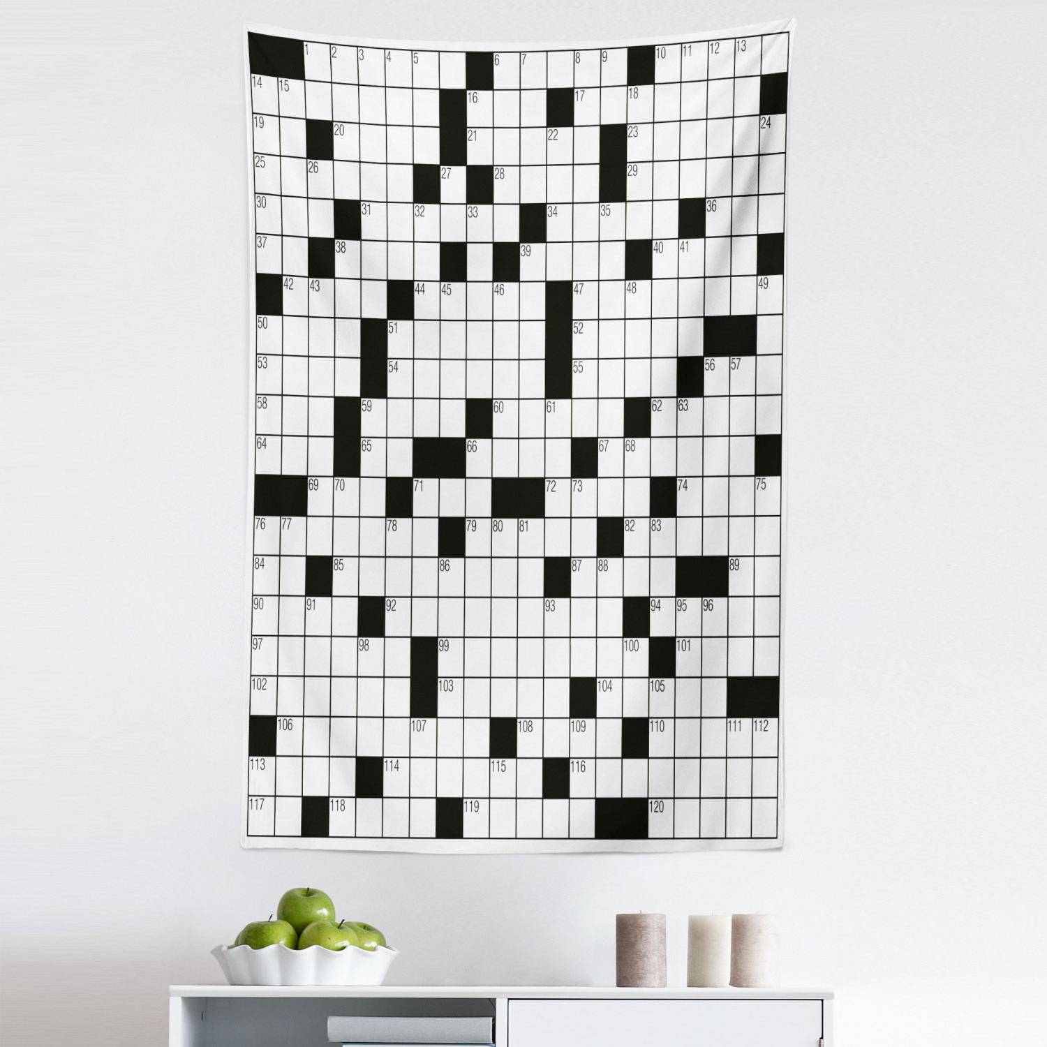 Word Search Puzzle Tapestry, Classical Crossword Black and White Boxes