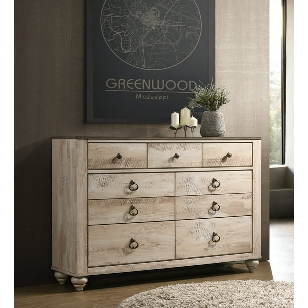 Roundhill Imerland Contemporary White Wash Finish Patched ...