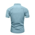 thumbnail image 4 of Donemore Men's Striped Short Sleeve Collar Business Shirt with Pocket Design, Casual Versatile Style, Multiple Colors Comfortable Men's Clothing, 4 of 8