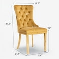 thumbnail image 7 of SoarFlash Velvet Dining Chairs Set of 2, Tall Back Side Chair, Modern Upholstered Side Chair with Button Back Ring, Gold Plated Stainless Steel Legs (Gold), 7 of 7