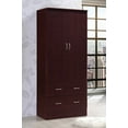 thumbnail image 2 of Hodedah Two Door Wardrobe with 2 Drawers and Hanging Rod, Brown, 2 of 8