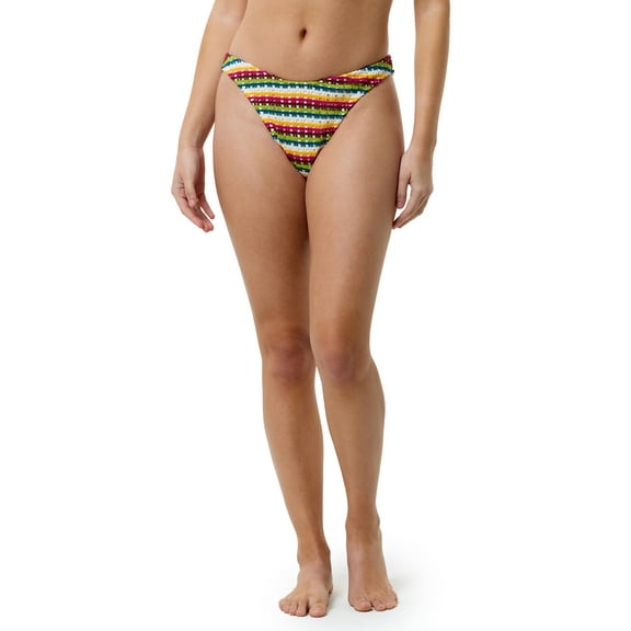 No Boundaries Women's Treasure Hunt Crochet High Leg Bikini Bottom, Sizes XXS-XXL