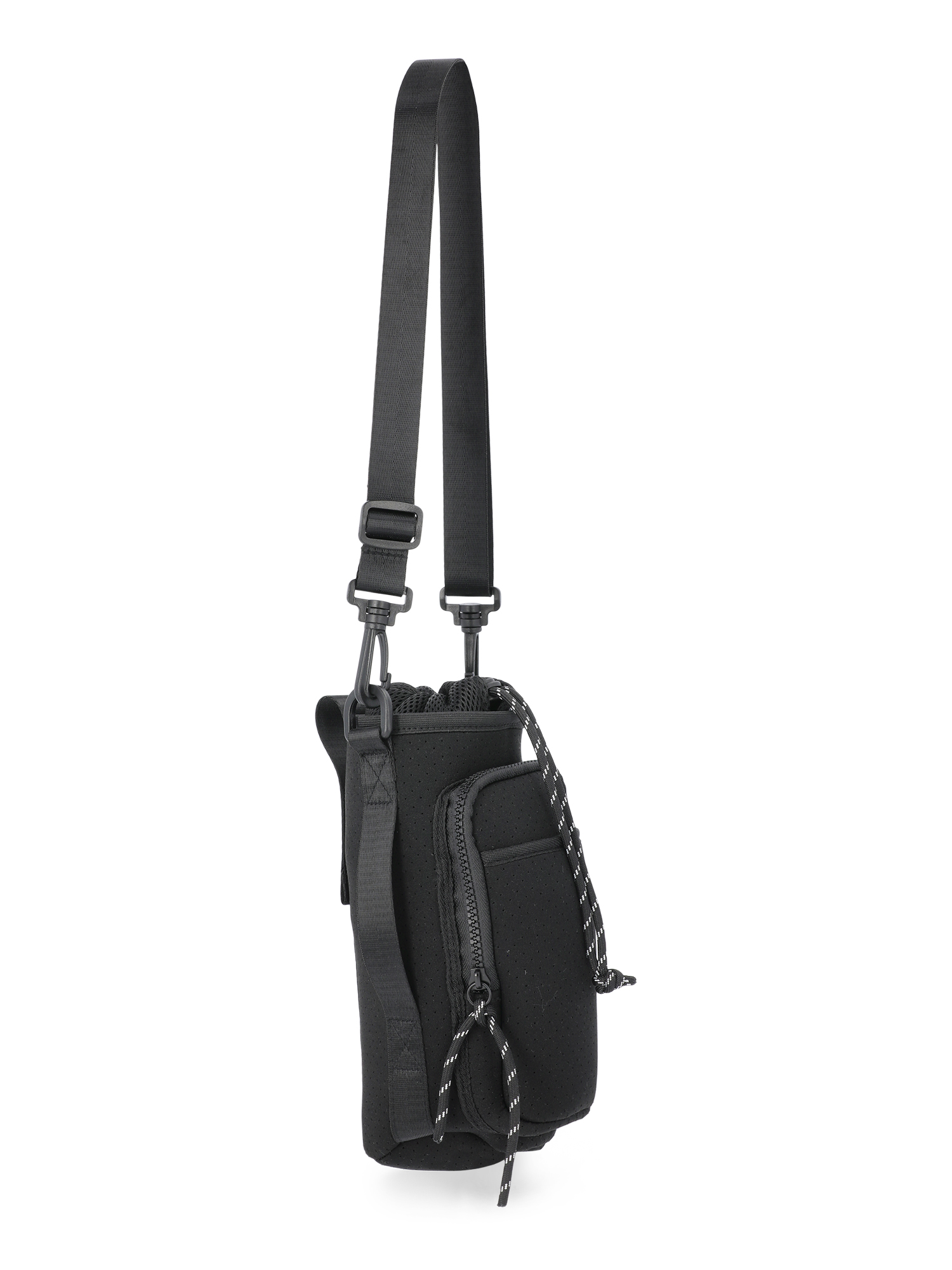 No Boundaries Women's Neoprene Crossbody Bucket Bag, Black Soot
