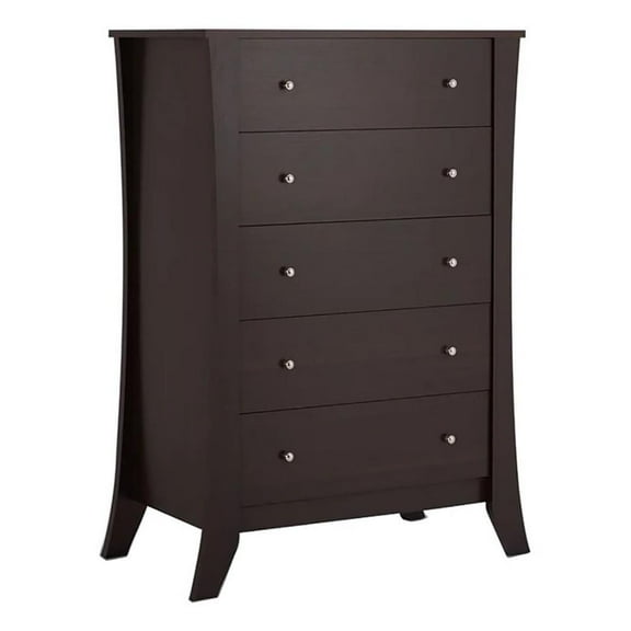 Bowery Hill 5 Drawers Contemporary Wood Dresser Chest in Espresso