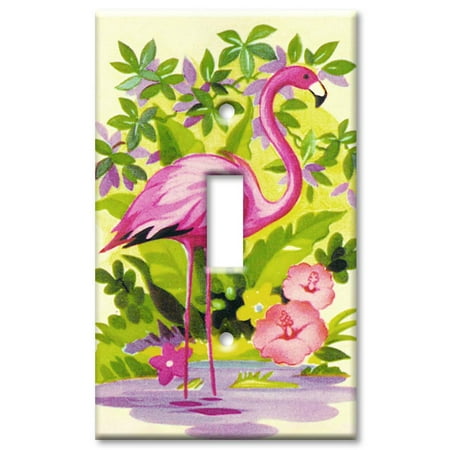 Flamingo Switchplate - Art Plates brand - Single Gang Toggle Wall Plate - Pink Flamingo