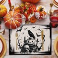 thumbnail image 3 of Halloween Placemats Set of 6, Farmhouse Skulls Pumpkins Crow Bats Spooky Rustic Washable Wipeable Table Mats for Dining Tables, Indoor Outdoor Kitchen Place Mats for Holiday Party Table Decor, 3 of 9