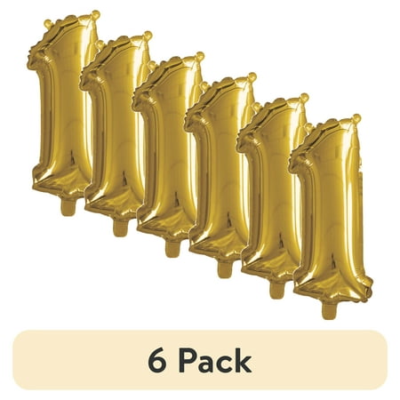 (6 pack) 16 Gold Number 1 Foil Balloon by Way To Celebrate