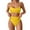 Z01A Yellow, variant on Women Long Sleeve Crop Top Two Piece Cheeky High Cut Thong Bikini Swimsuit Floral Rash Guard Bathing Suit White M