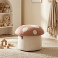 thumbnail image 3 of Guyou Cute Kids Storage Stool, Mushroom Shaped Upholstered Kids Reading Chair with Storage, Faux Fur Toddler Chair, Children's Shoe Changing Stool for Playroom Kindergarten Bedroom, Pink, 3 of 8