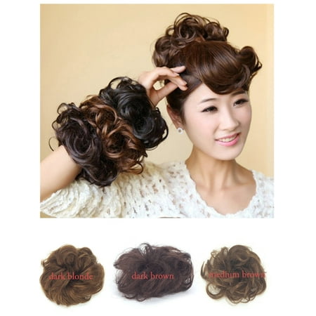 FLORATA Human Hair Bun Extensions Wavy Curly Messy Hair piece Donut Real Remy Updo Hair Ponytail