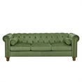 thumbnail image 3 of Large Tufted Velvet Upholstered Sofa Couch, Vintage Modern Chesterfield Button Tufted 3-Seater Sofa Couch with Scroll Arms and Wood Legs, Mid Century Modern Comfy Couch for Bedroom,Green, 3 of 7
