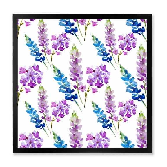 Designart 'Purple and Pink Floral Pattern' Traditional Framed Art Print