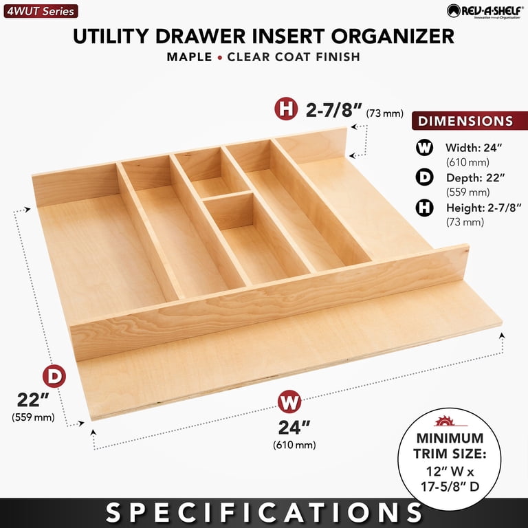 Rev-A-Shelf Wood Trim-to-Fit Drawer Insert, 23.98 x 21.97 In, 4WUT
