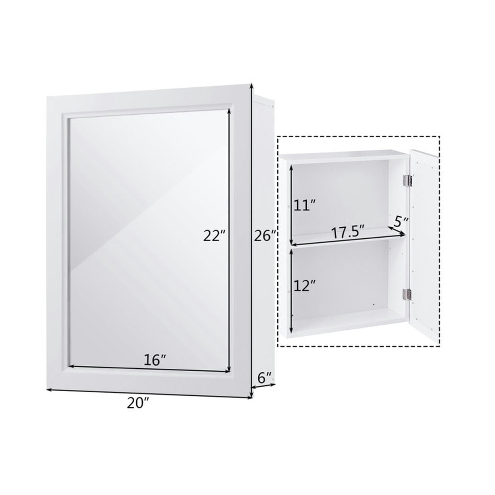 Finihen Bathroom Wall Cabinet, Wall Mounted Bathroom Mirror Cabinet, Wall Mounted Adjustable Medicine Storage Mirror Cabinet, for Bathroom, White Finihen Bathroom Wall Cabinet, Wall Mounted Bathroom Mirror Cabinet, Wall Mounted Adjustable Medicine Storage Mirror Cabinet, for Bathroom, White