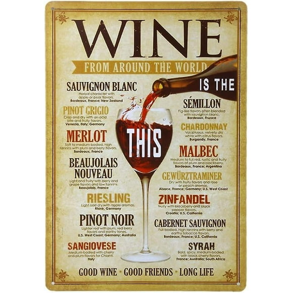 Retro Metal Poster Vintage Decorative Art Painting Poster For Bar Cafe Pub 20cmx30cm Wine