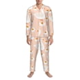 thumbnail image 3 of Balery Geese and Flower Pijama para Hombre de Dos Piezas con Manga Larga, Conjunto de Dormir y Descanso Suave con Bolsillos-Small, 3 of 7