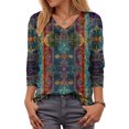 thumbnail image 4 of GEWSEY Boho Tops for Women 2025 3/4 Length Sleeve Tunic Tops Casual V Neck Shirts Basic Tees Business Work Blouses Fall Clothes (Navy, 3XL), 4 of 5