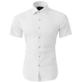 thumbnail image 3 of Hat and Beyond Men's Premium Short Sleeve Dress Shirts Solid Stretch Slim Fit, 3 of 4