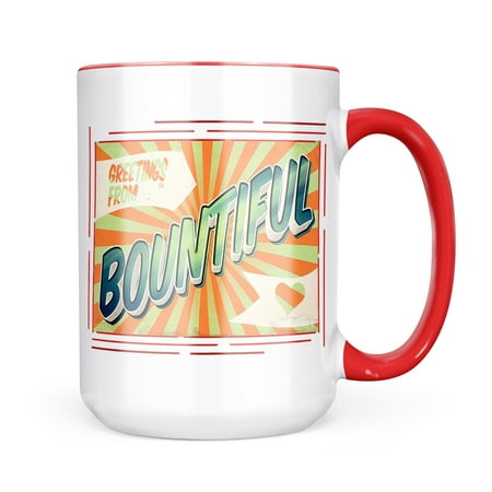 

Neonblond Greetings from Bountiful Vintage Postcard Mug gift for Coffee Tea lovers