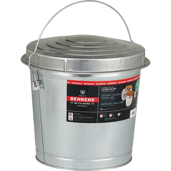 Behrens Galvanized Garbage Can Locking Lid - 10 Gal - Single Piece