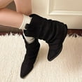 thumbnail image 5 of Black Black Mid Calf Boots With Pointed Toe And Chunky Heel For A Sleek And Stylish Winter Ensemble, 5 of 9