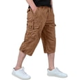 thumbnail image 2 of Dwelliawo Big and Tall Men's Capri Long Elastic Cargo Shorts Below Knee Shorts 3/4 Cargo Casual Shorts with Multi-Pockets Coffee XL, 2 of 5