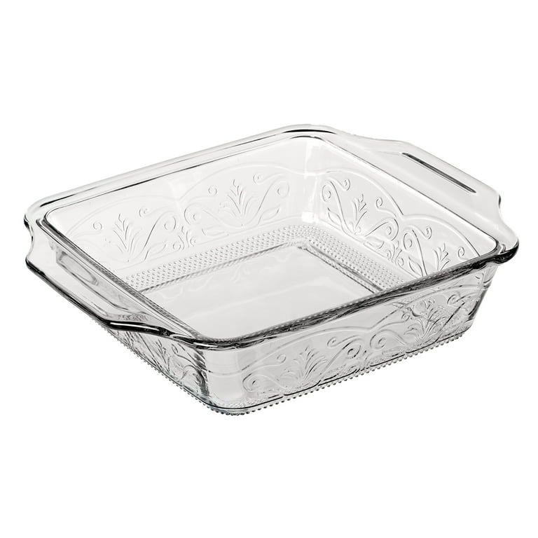 Anchor Hocking Embossed Glass Baking Dish, 8 Inch Cake Pan