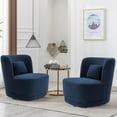 thumbnail image 4 of Swivel Accent Chair, Modern Teddy Fabric Upholstered 360° Swivel Barrel Chair Leisure Chair, Comfy Single Sofa Chair with Pillow, Reading Chair for Living Room Bedroom Office Lounge, Blue, 4 of 9