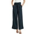 thumbnail image 1 of Pantalones de pierna ancha para mujer INSPIRE CHIC con bolsillos, nudo en la cintura alta, pantalones palazzo plisados XL en color marino, 1 of 6