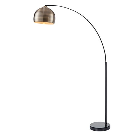 Versanora - Arquer Arc Floor Lamp With Marble Base, Antique Brass Finished Shade