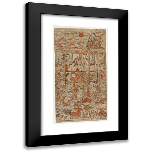 Anonymous 9x14 Black Modern Framed Museum Art Print Titled - The Parinirvana of the Buddha (C. 1710s)