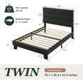 thumbnail image 7 of Amolife Twin Bed Frame, Platform Bed Frame with Velvet Upholstered Slat Headboard, Black, 7 of 7