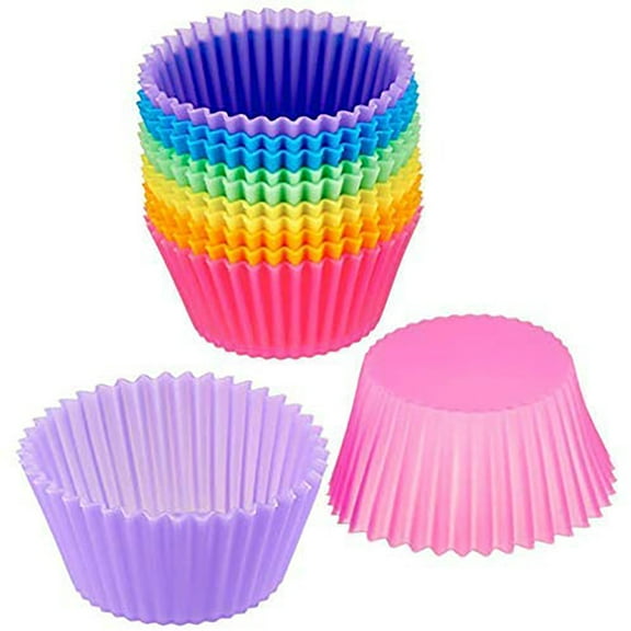 Reusable Baking Cups Non-Stick Cupcake Liners Cup Set 1.4in Hight 24 Pack 6 Colors