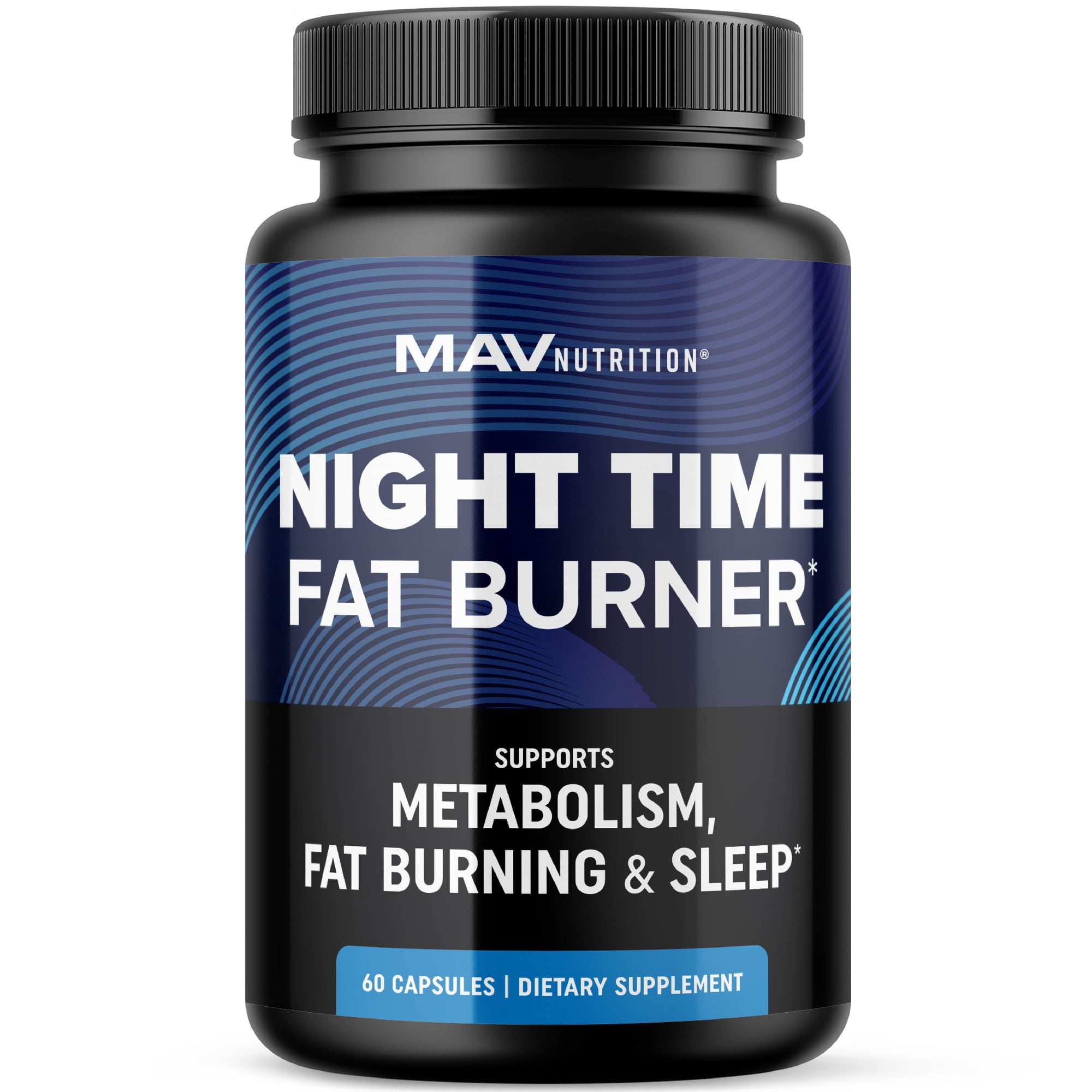 MAV Nutrition Night Time Fat Burner Dietary Supplement with Melatonin & L-Theanine, 60 Capsules