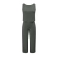 thumbnail image 2 of GILIGEGE Linen Sets for Women 2 Piece Summer Women Suit Fashion Comfortable Vest and Long Pants Solid Color Top Set Suit Wide Leg Pants Tracksuit Lounge Matching Sets Dark Grey 3Xl, 2 of 8