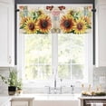 thumbnail image 5 of Watercolor Sunflower Butterfly Valances for Windows Vintage Letter Texture Rod Pocket Curtain Valance Window Treatment Short Curtains for Kitchen Living Room, 42"x12", 5 of 5