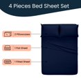 thumbnail image 2 of Kanak Bedding 4 Pieces Egyptian Cotton Sheet Set with 19" deep Pocket,1 Flat Sheet,1 Fitted And 2 Pillowcases, 1000TC(Full XL,Navy Blue), 2 of 4