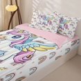 thumbnail image 3 of Metsweet Cute Magical Unicorn Zipper Twin Comforter Sets with Fitted Sheet and 2 Pillowcases, Kawaii Rainbow Zipper Bedding Set,4-Piece,Pink Reversible, 3 of 6