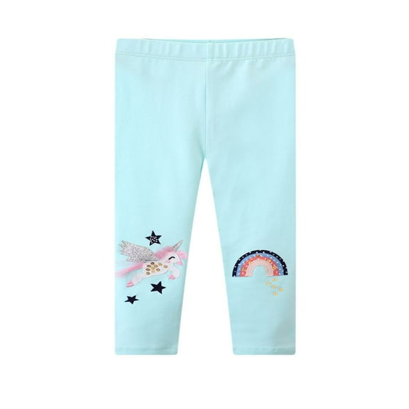 GYRATEDREAM Baby Girls Leggings Toddler Kids Cartoon Print Soft Full Length Leggings Breathable Stretchy Elastic Waist Tights Pants for 2-7 Years