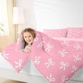 thumbnail image 4 of Feelyou Kid Bowknot Full Size Comforter Sets, Cartoon Pink Butterly Bedding Sets, 3pcs, 4 of 8